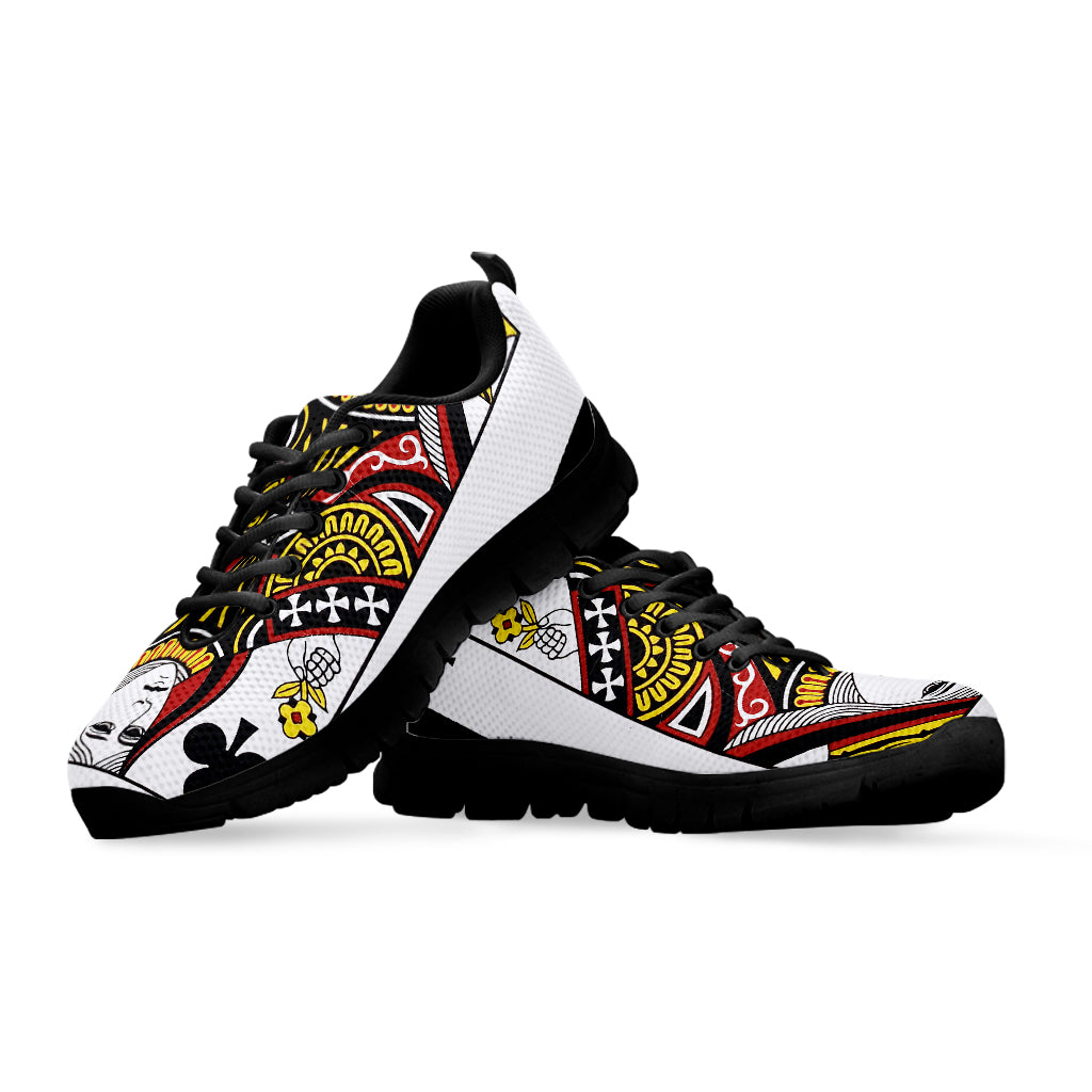 Queen Of Clubs Playing Card Print Black Sneakers