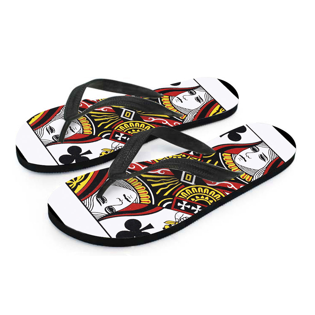 Queen Of Clubs Playing Card Print Flip Flops
