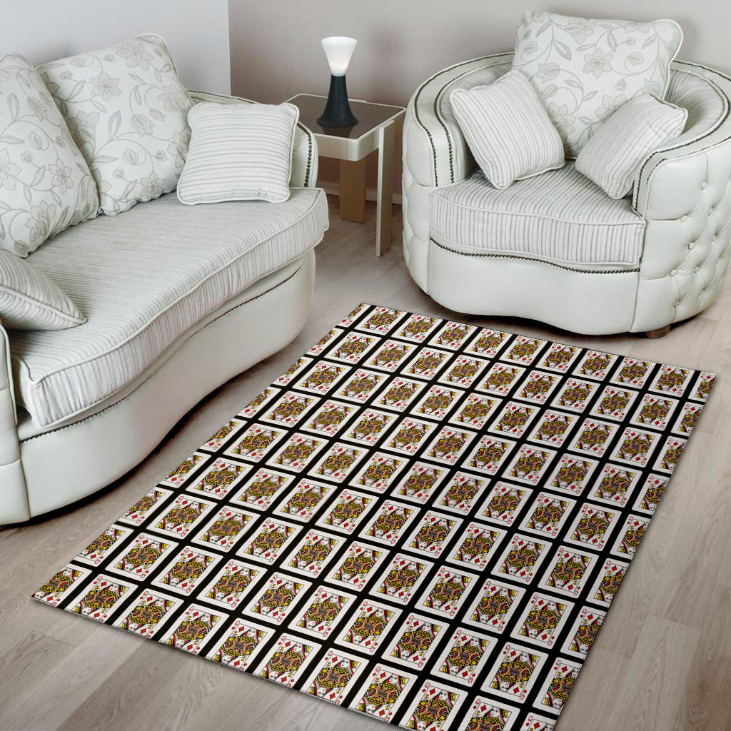 Queen Of Diamonds Playing Card Pattern Print Area Rug