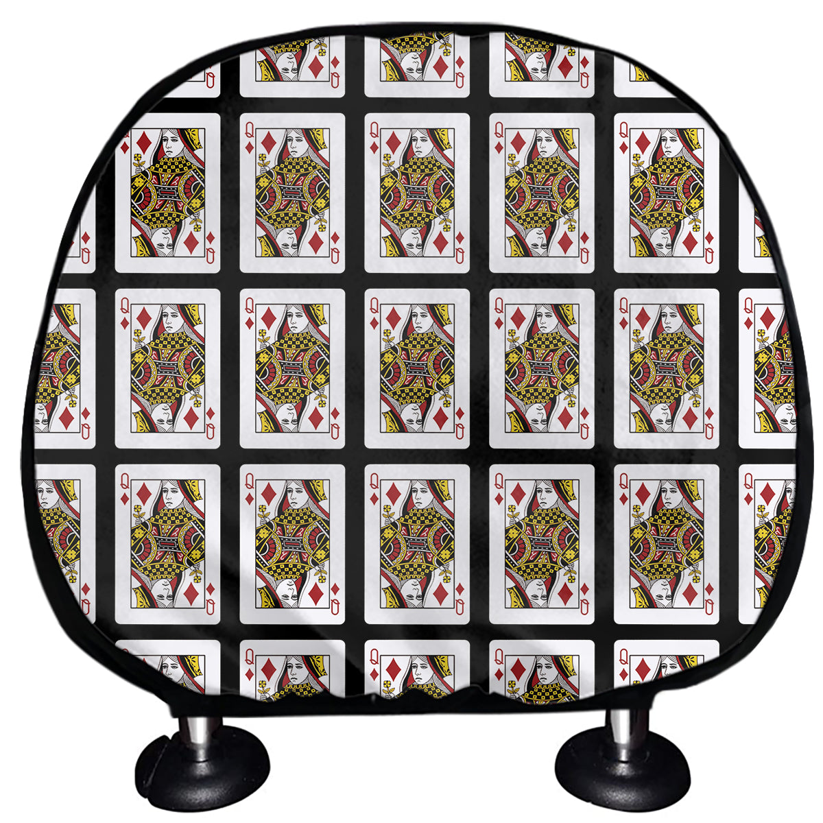 Queen Of Diamonds Playing Card Pattern Print Car Headrest Covers