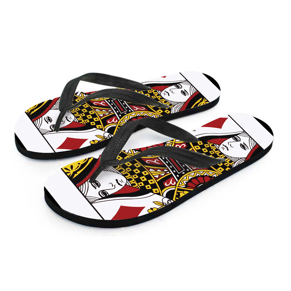 Queen Of Diamonds Playing Card Print Flip Flops