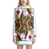 Queen Of Diamonds Playing Card Print Pullover Hoodie Dress