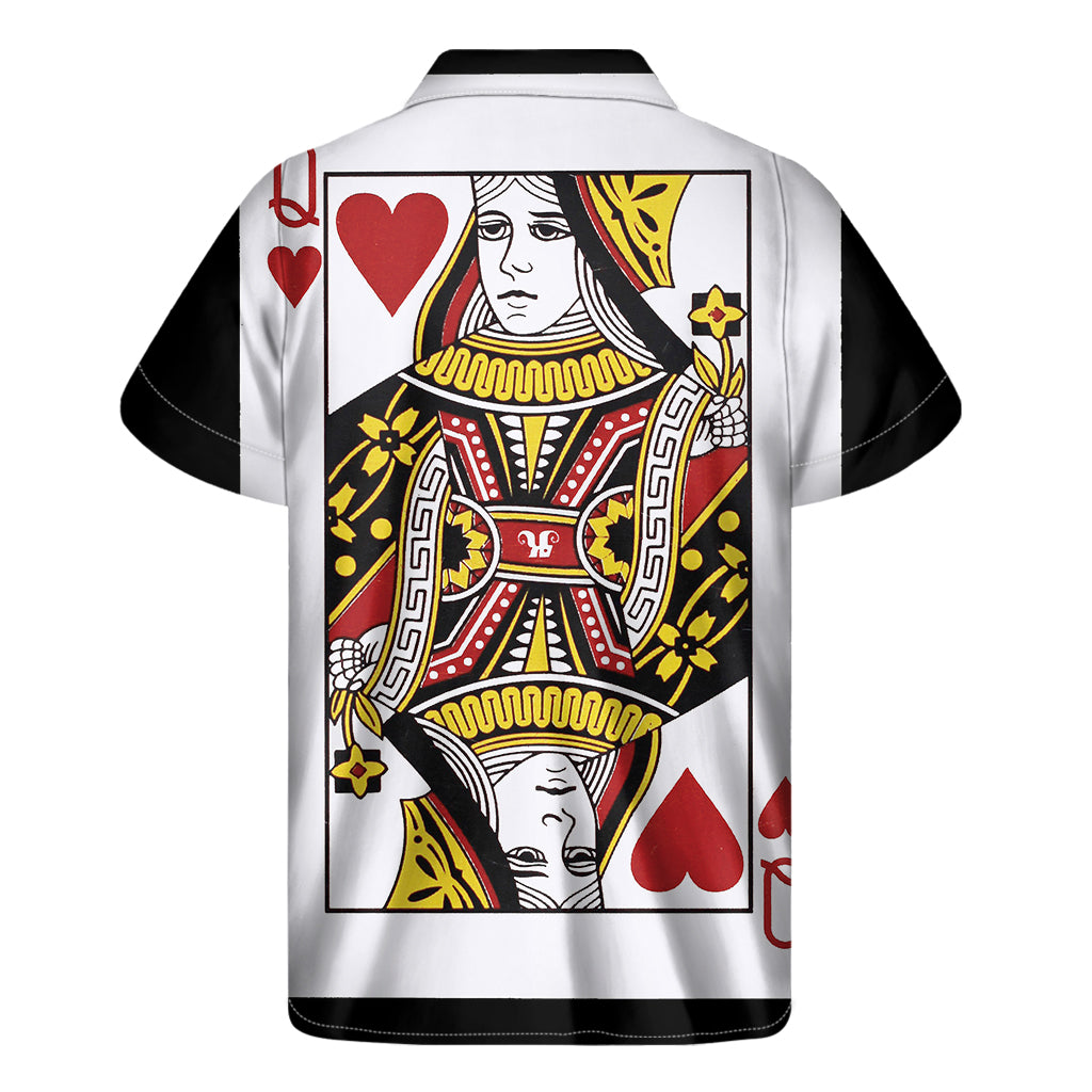 Queen Of Hearts Playing Card Print Men's Short Sleeve Shirt