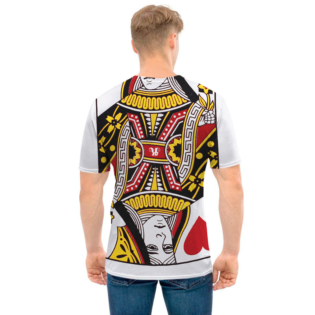 Queen Of Hearts Playing Card Print Men's T-Shirt