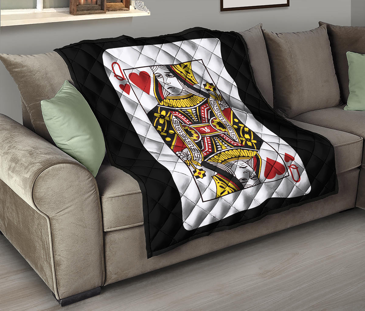 Queen Of Hearts Playing Card Print Quilt