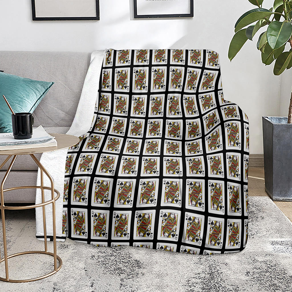 Queen Of Spades Playing Card Pattern Print Blanket