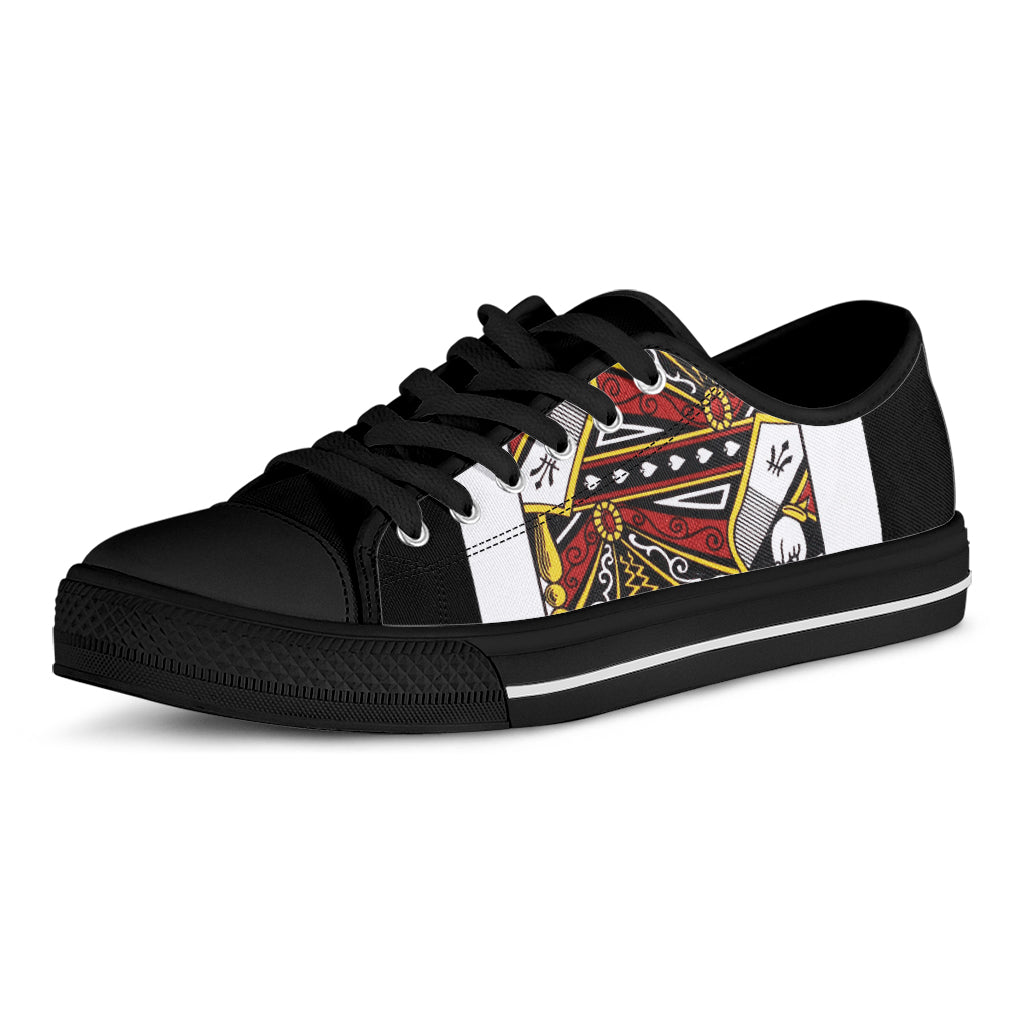 Queen Of Spades Playing Card Print Black Low Top Shoes
