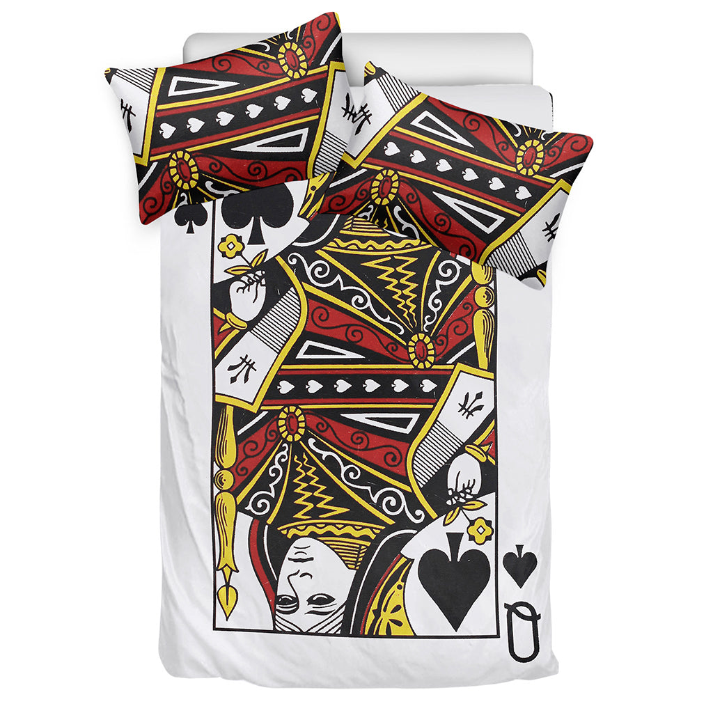 Queen Of Spades Playing Card Print Duvet Cover Bedding Set