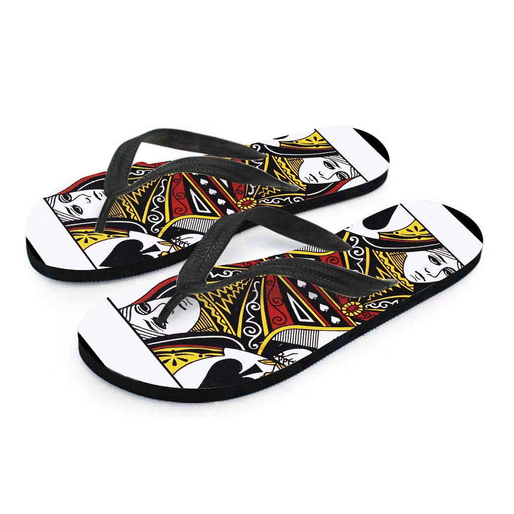 Queen Of Spades Playing Card Print Flip Flops