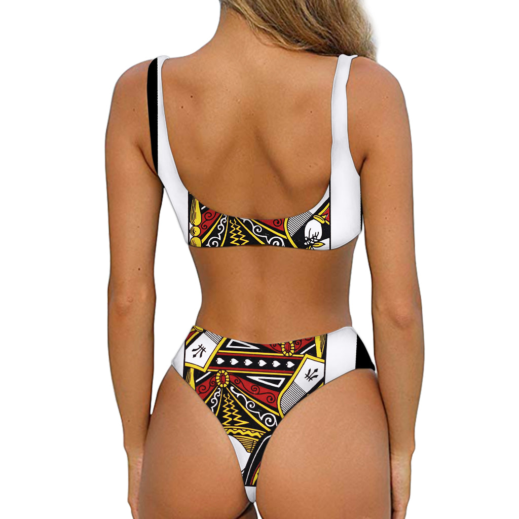 Queen Of Spades Playing Card Print Front Bow Tie Bikini
