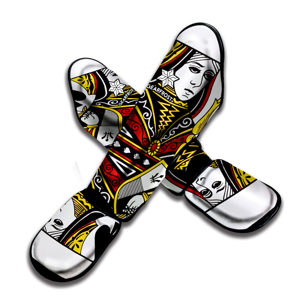 Queen Of Spades Playing Card Print Muay Thai Shin Guard