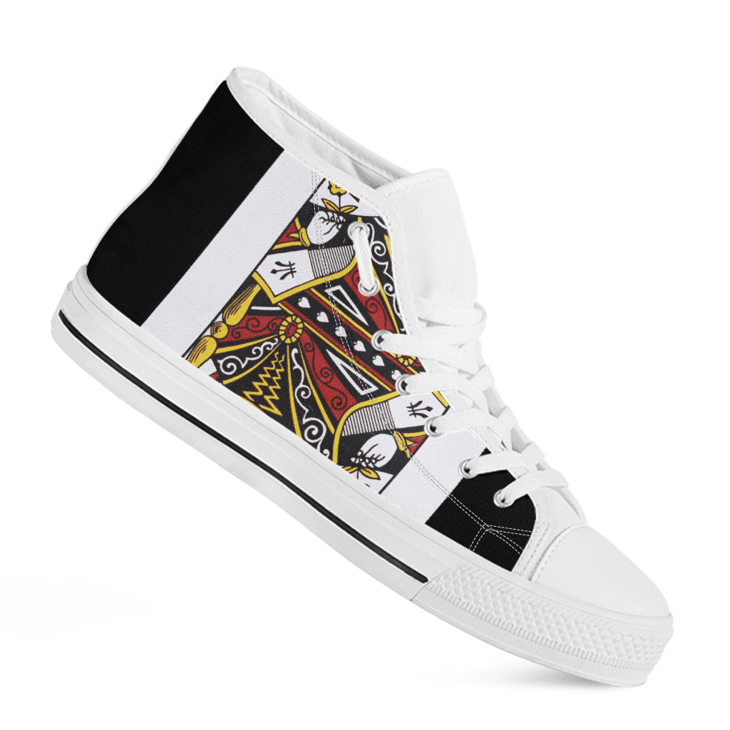 Queen Of Spades Playing Card Print White High Top Shoes