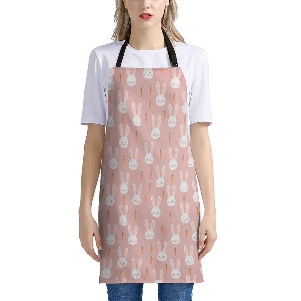 Rabbit And Carrot Pattern Print Apron