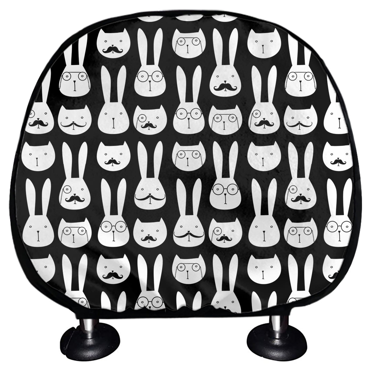 Rabbit And Cat Pattern Print Car Headrest Covers
