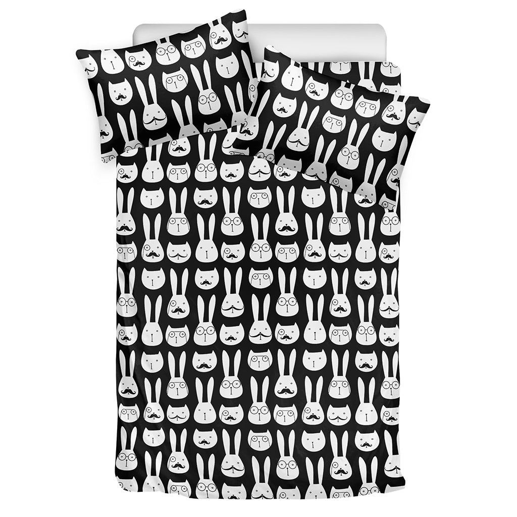Rabbit And Cat Pattern Print Duvet Cover Bedding Set