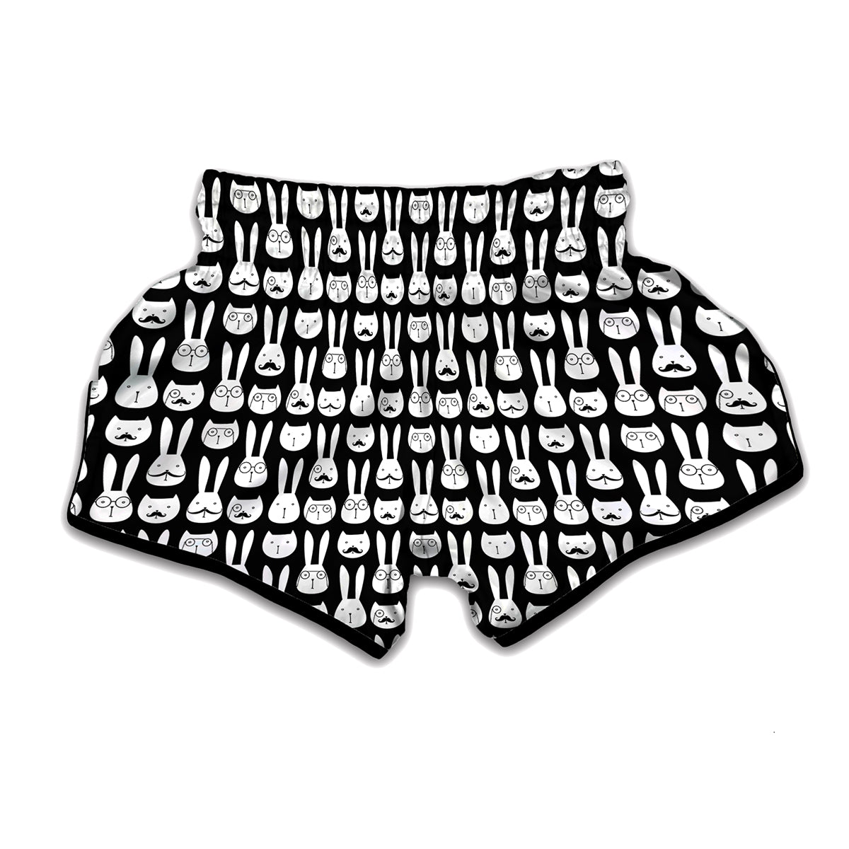 Rabbit And Cat Pattern Print Muay Thai Boxing Shorts