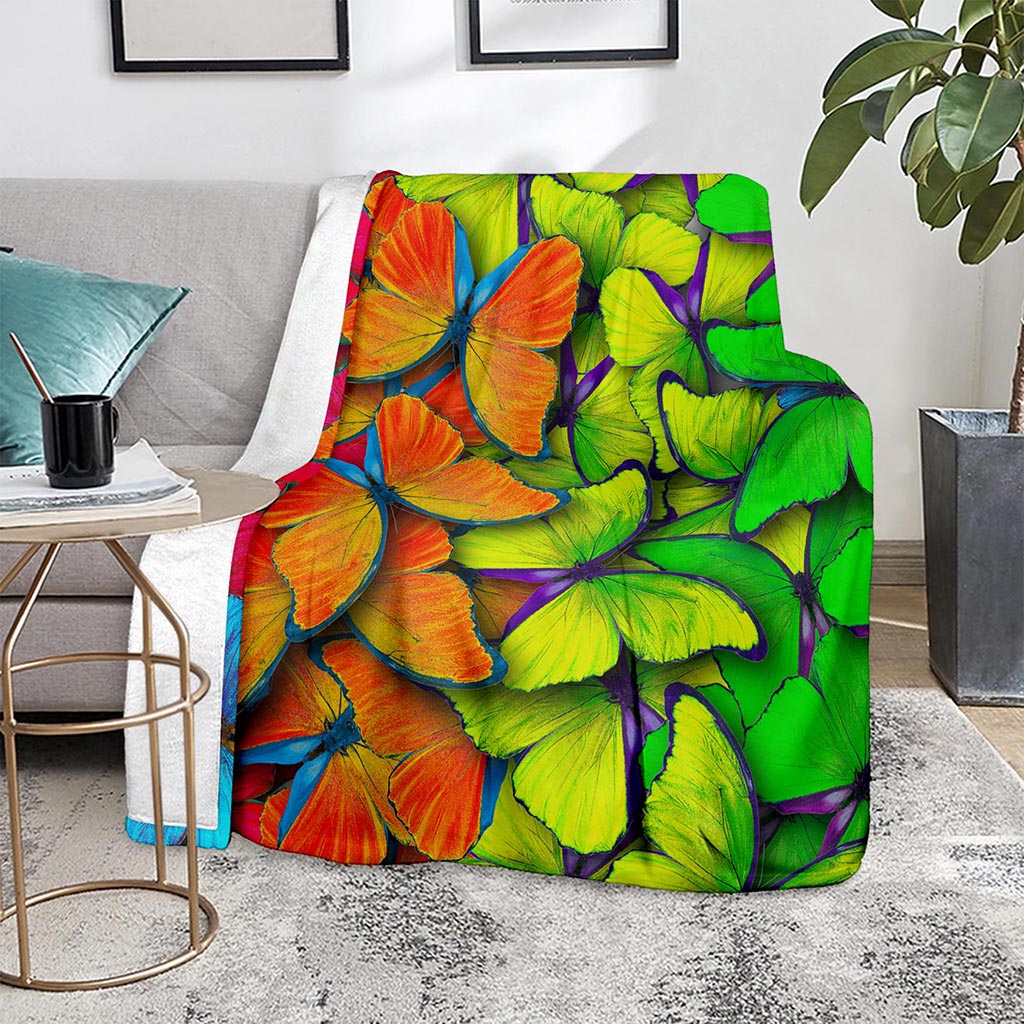 Rainbow Butterfly Pattern Print Blanket