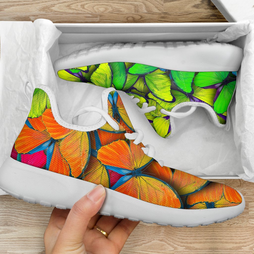 Rainbow Butterfly Pattern Print Mesh Knit Shoes GearFrost