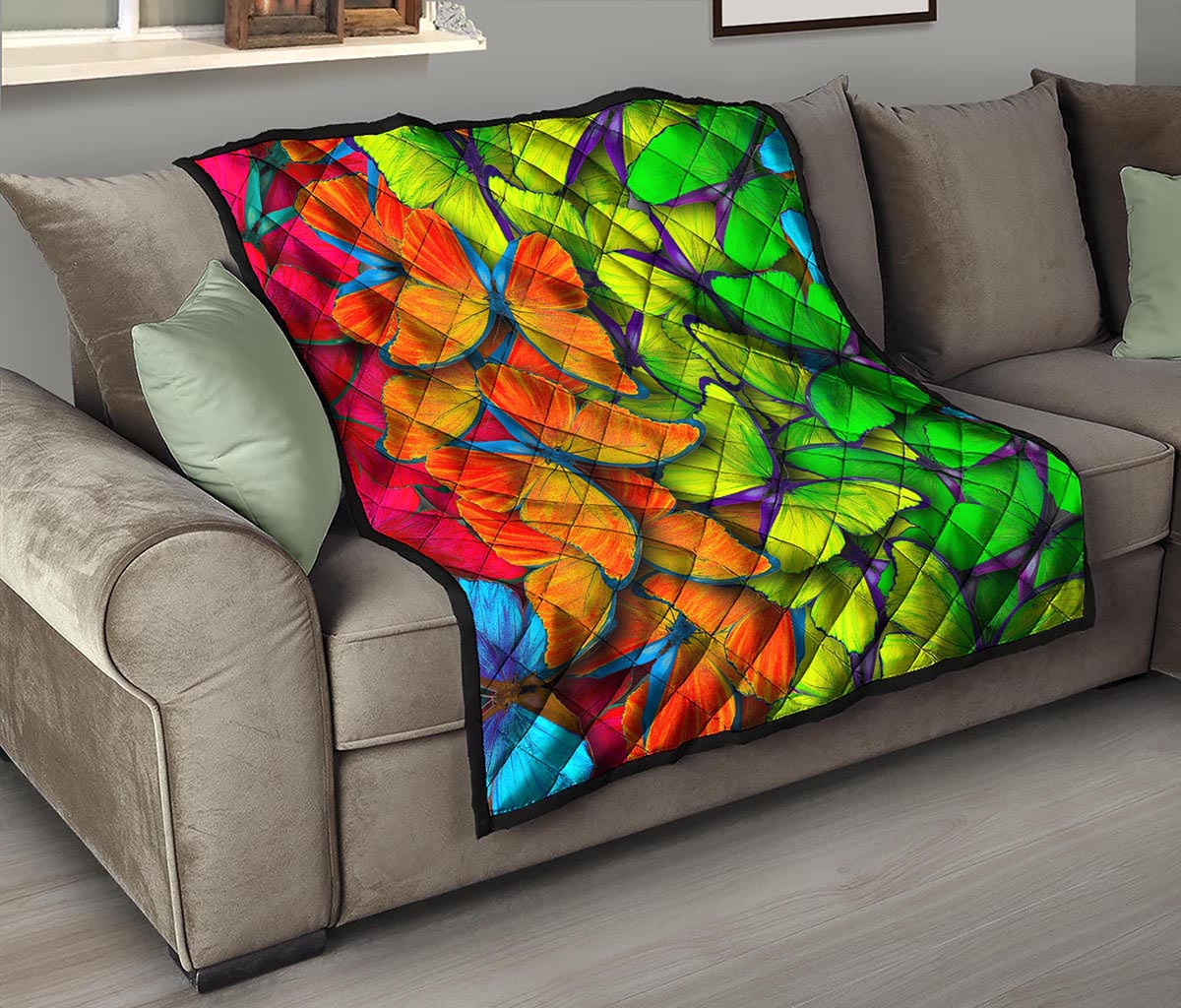 Rainbow Butterfly Pattern Print Quilt
