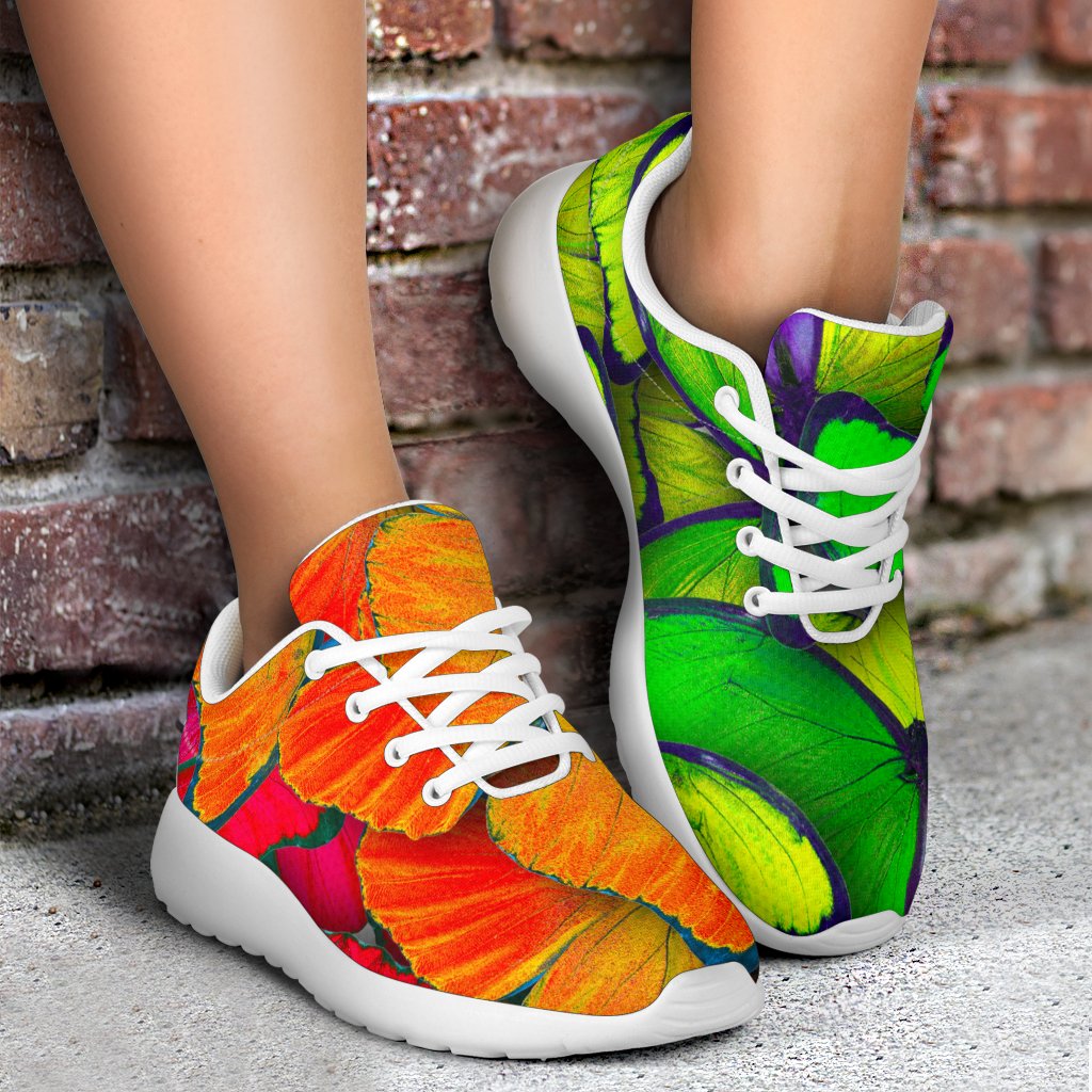 Rainbow Butterfly Pattern Print Sport Shoes GearFrost