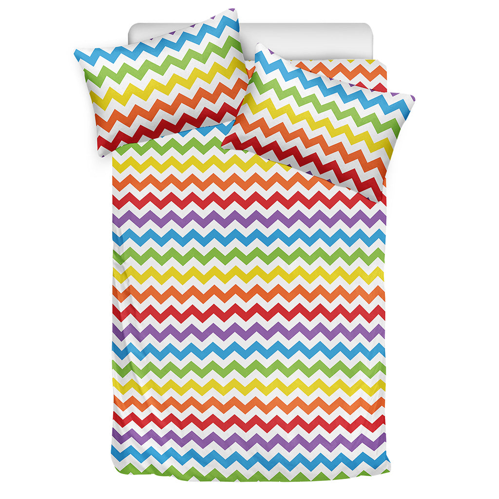 Rainbow Chevron Pattern Print Duvet Cover Bedding Set