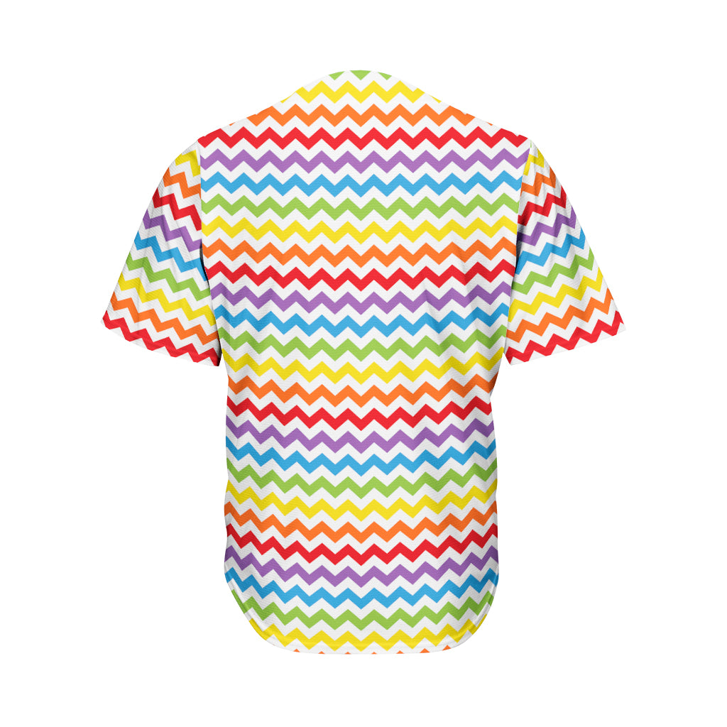 Rainbow Chevron Pattern Print Men's Baseball Jersey