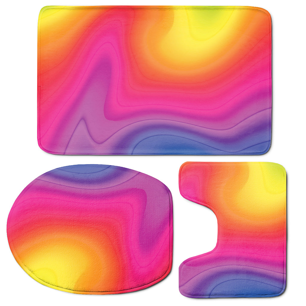 Rainbow Flow Print 3 Piece Bath Mat Set