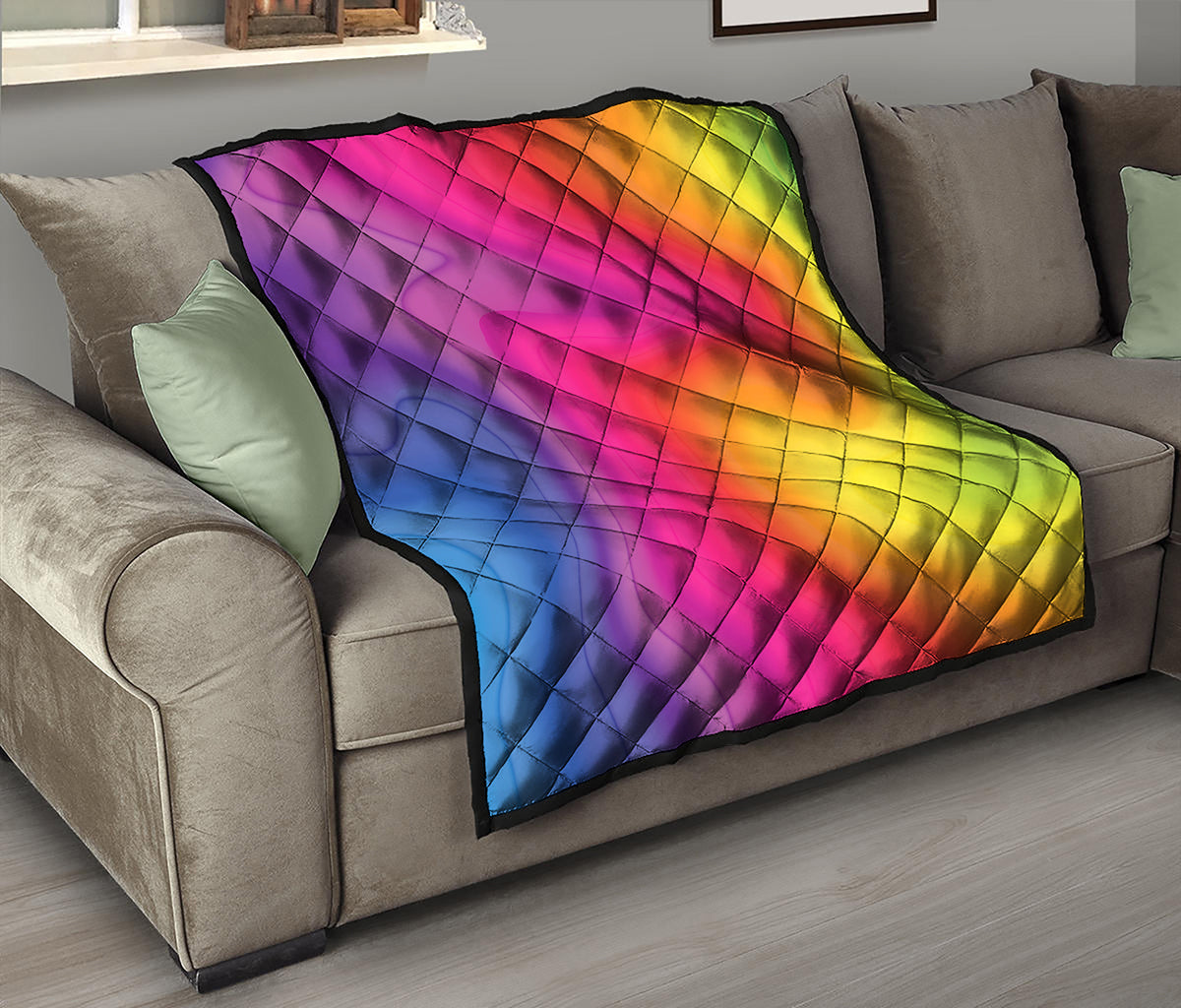 Rainbow Flow Print Quilt
