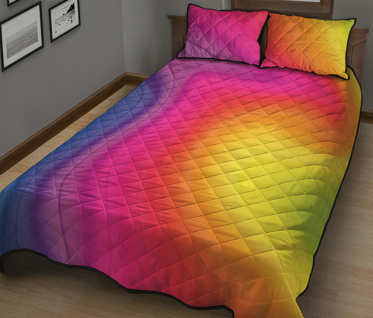 Rainbow Flow Print Quilt Bed Set