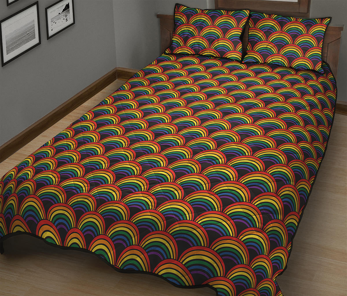 Rainbow Gay Pride Pattern Print Quilt Bed Set