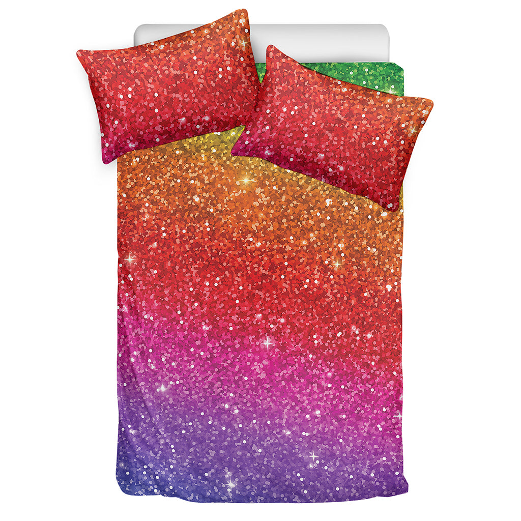 Rainbow Glitter Artwork Print (NOT Real Glitter) Duvet Cover Bedding Set