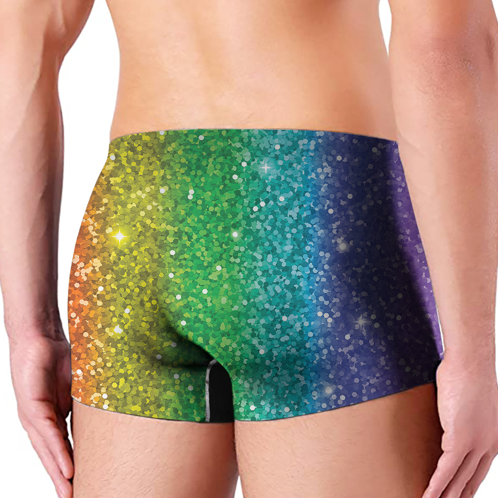 Rainbow Glitter Print Men's Boxer Briefs
