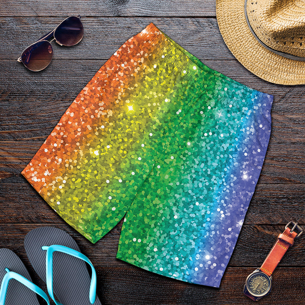 Rainbow Glitter Print (NOT Real Glitter) Men's Shorts