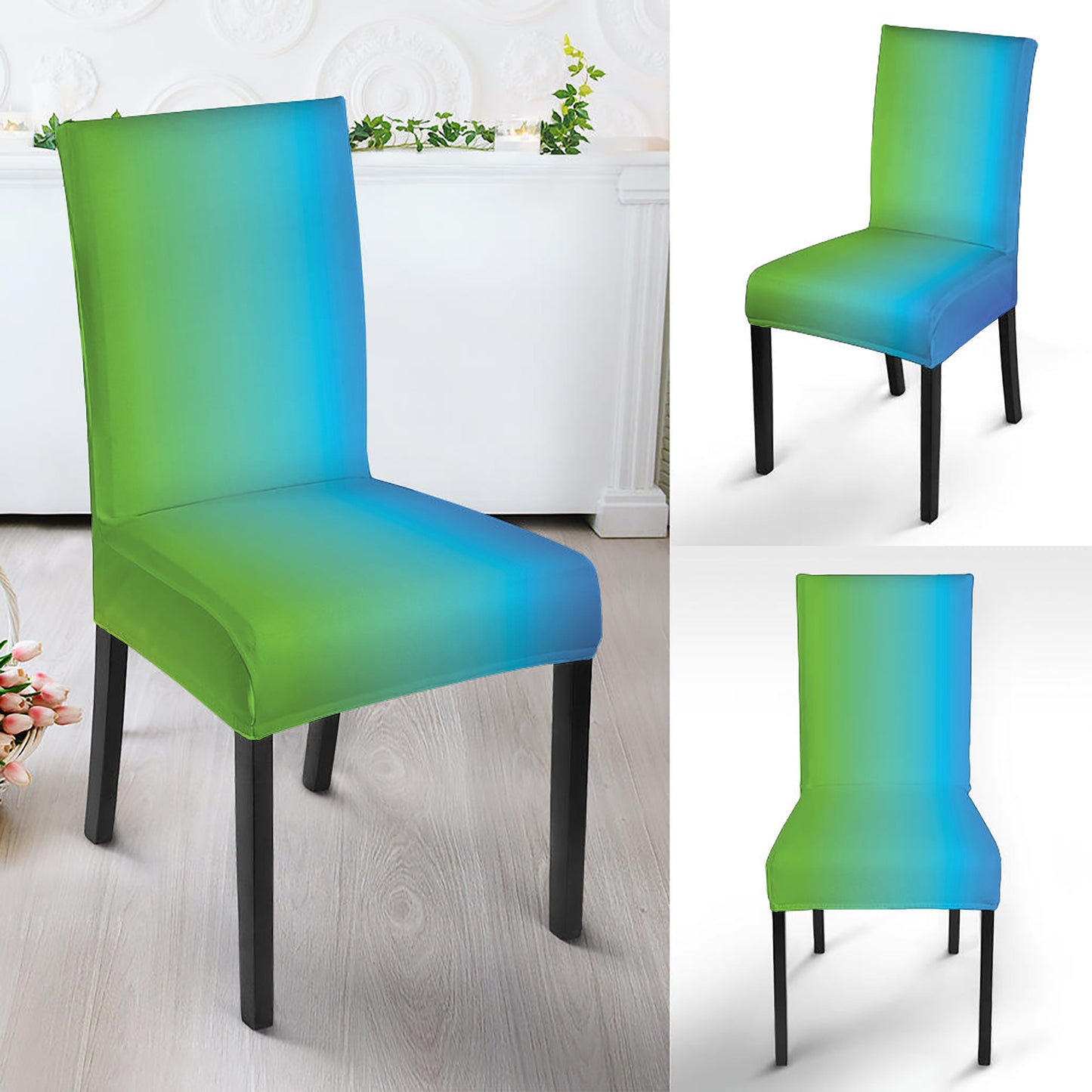 Rainbow Gradient Print Dining Chair Slipcover