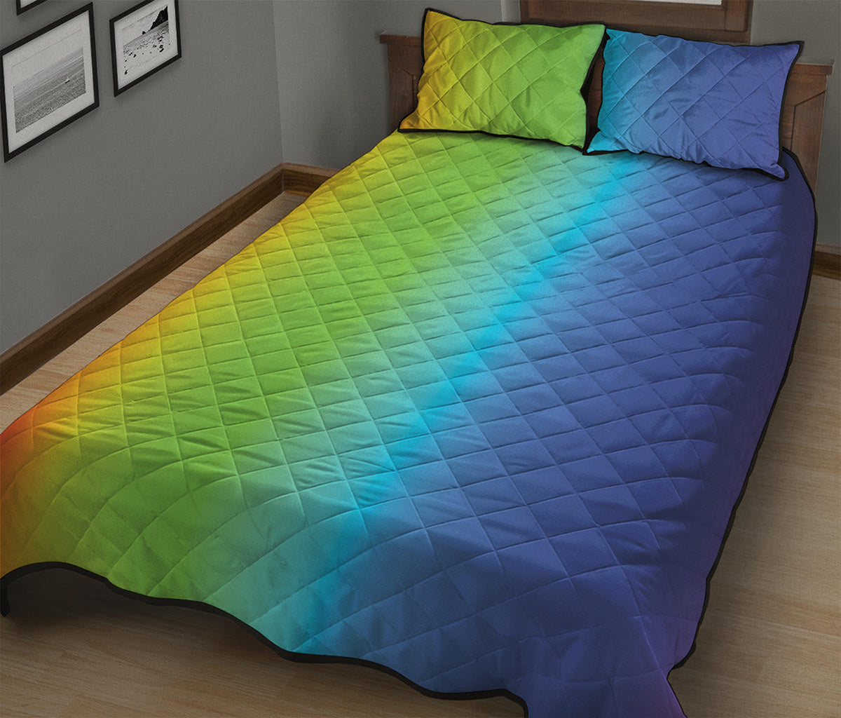 Rainbow Gradient Print Quilt Bed Set