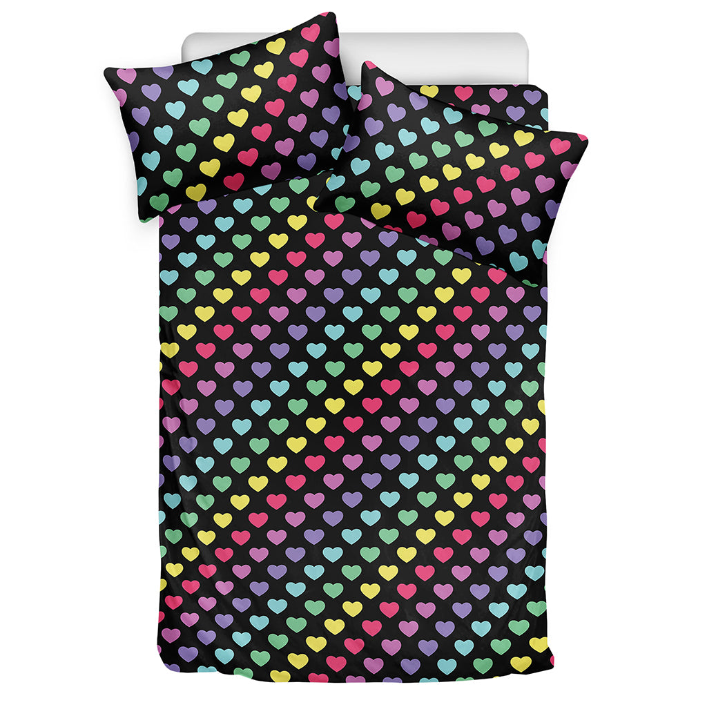 Rainbow Heart Pattern Print Duvet Cover Bedding Set
