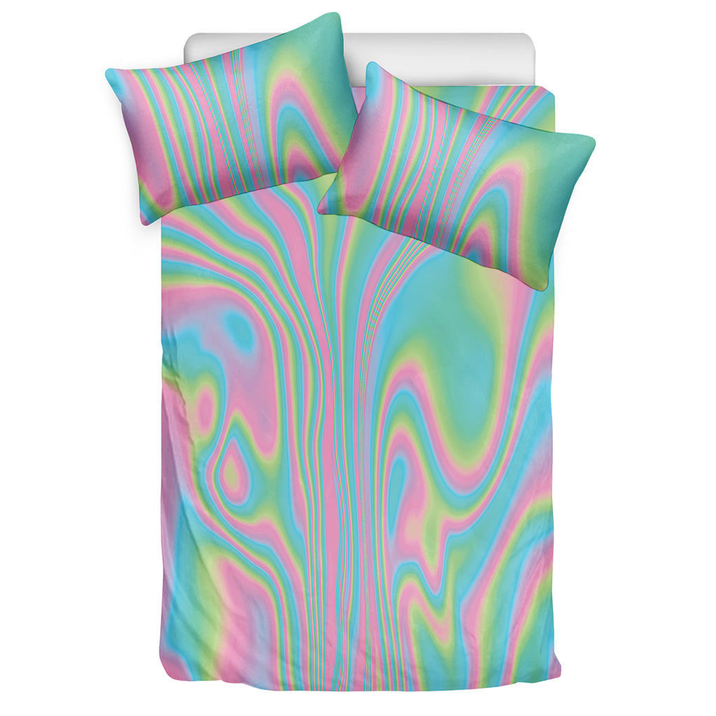Rainbow Holographic Print Duvet Cover Bedding Set