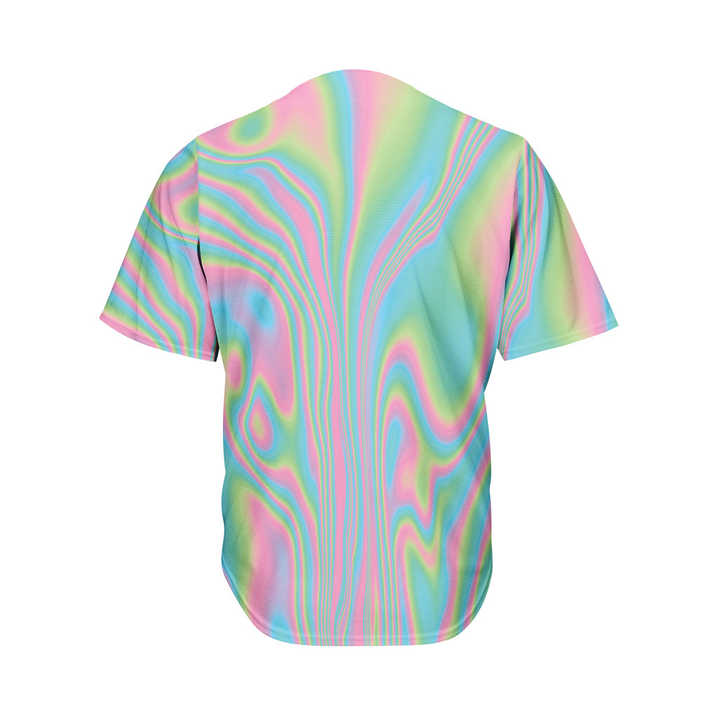 Rainbow Holographic Print Men's Baseball Jersey