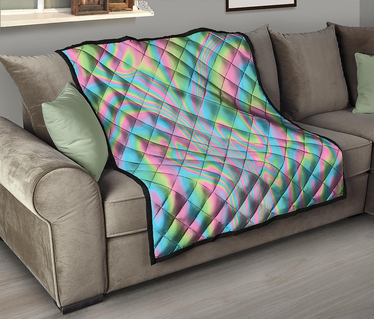Rainbow Holographic Print Quilt