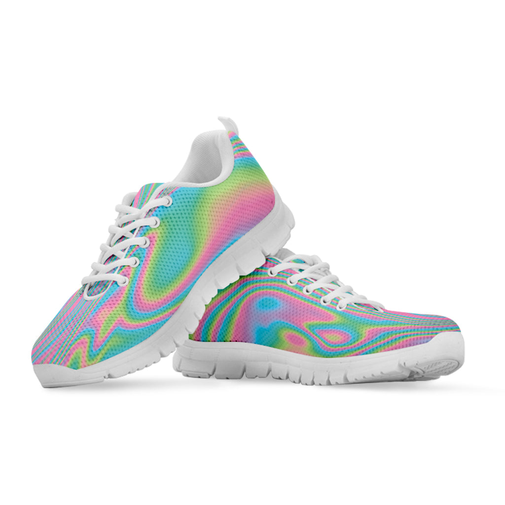 Rainbow Holographic Print White Sneakers