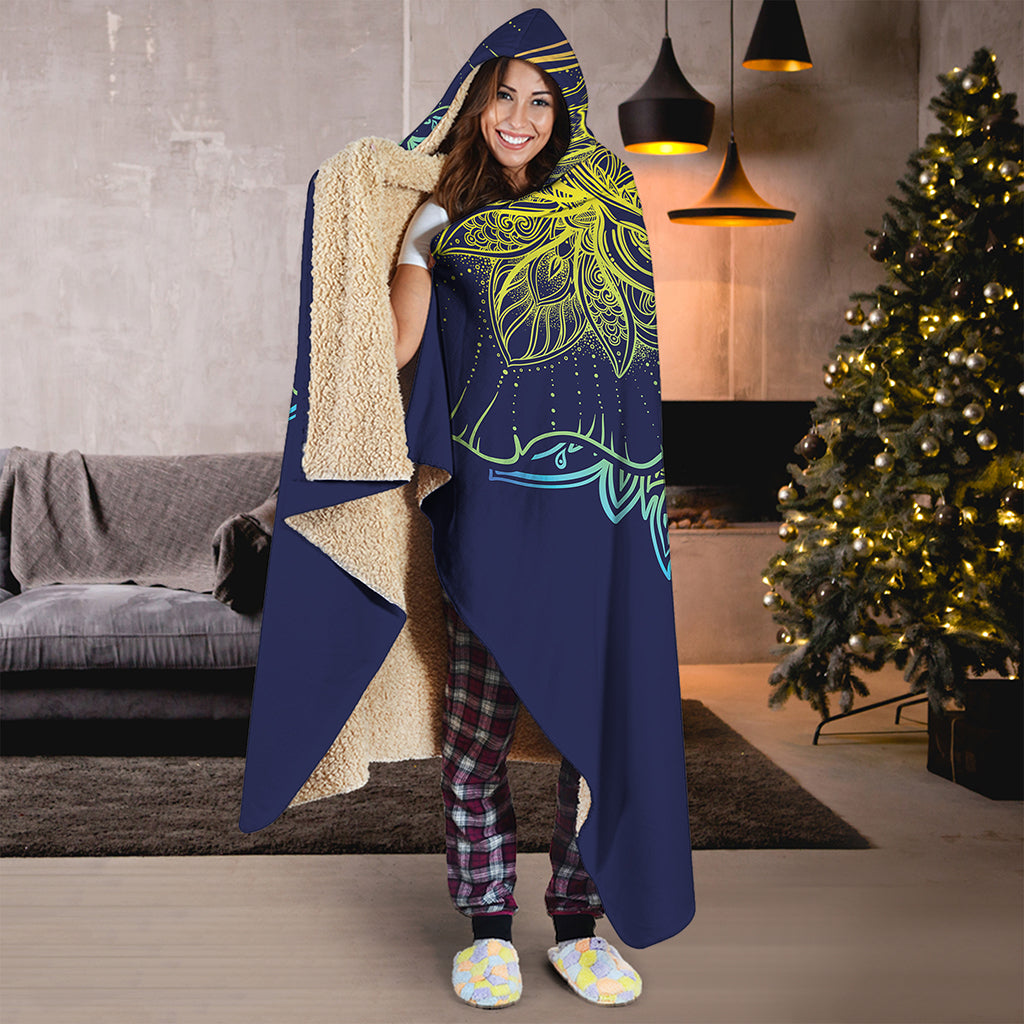Rainbow Indian Elephant Print Hooded Blanket