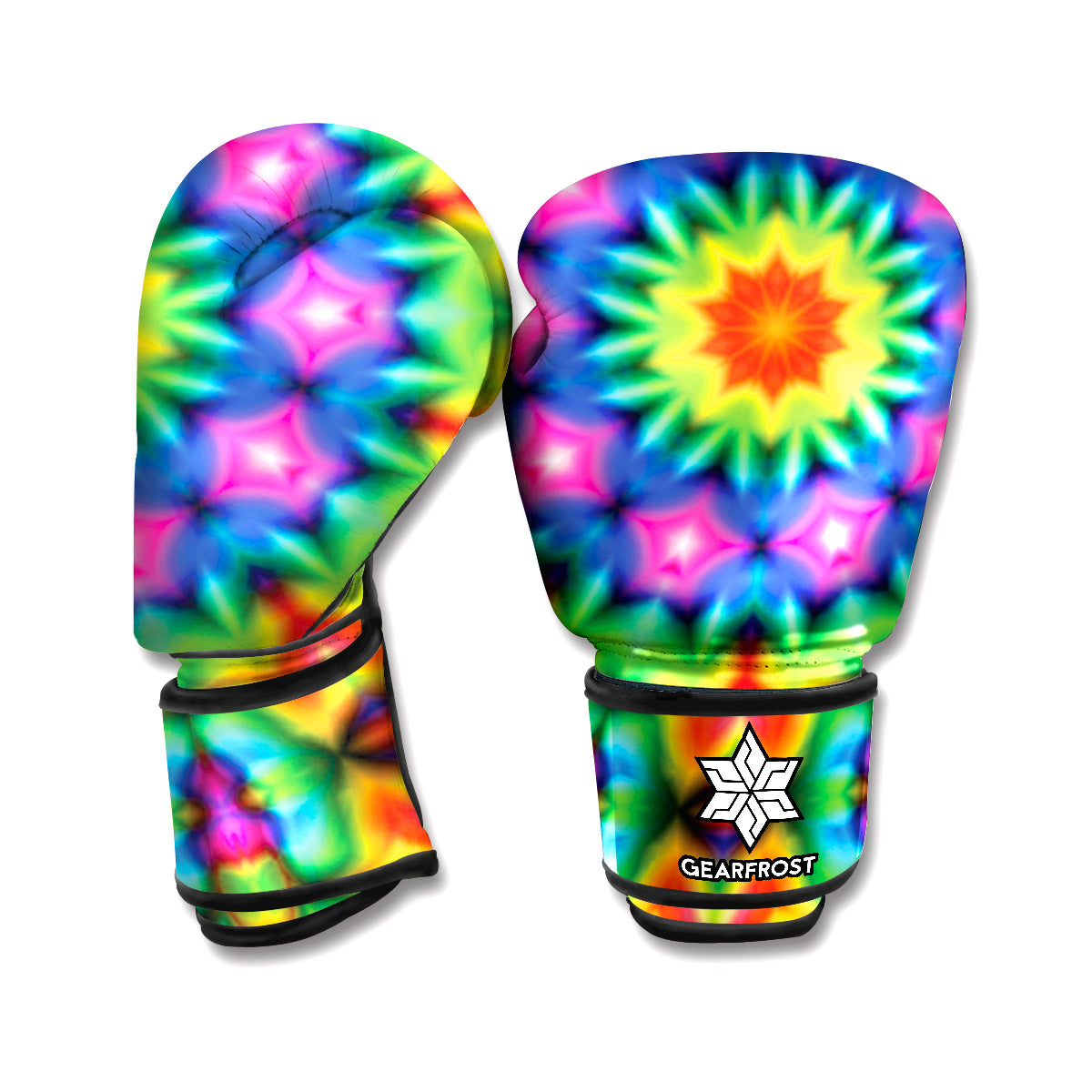Rainbow Kaleidoscope Print Boxing Gloves