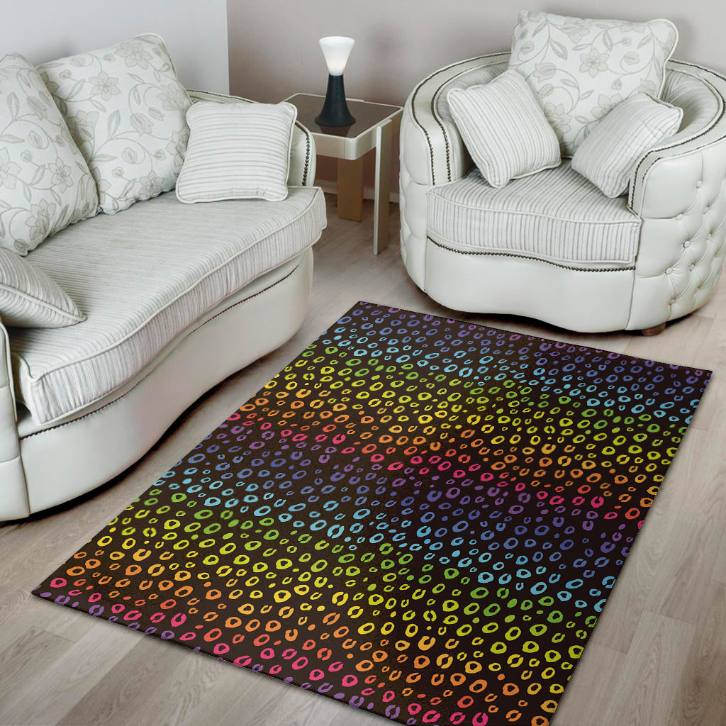 Rainbow Leopard Pattern Print Area Rug