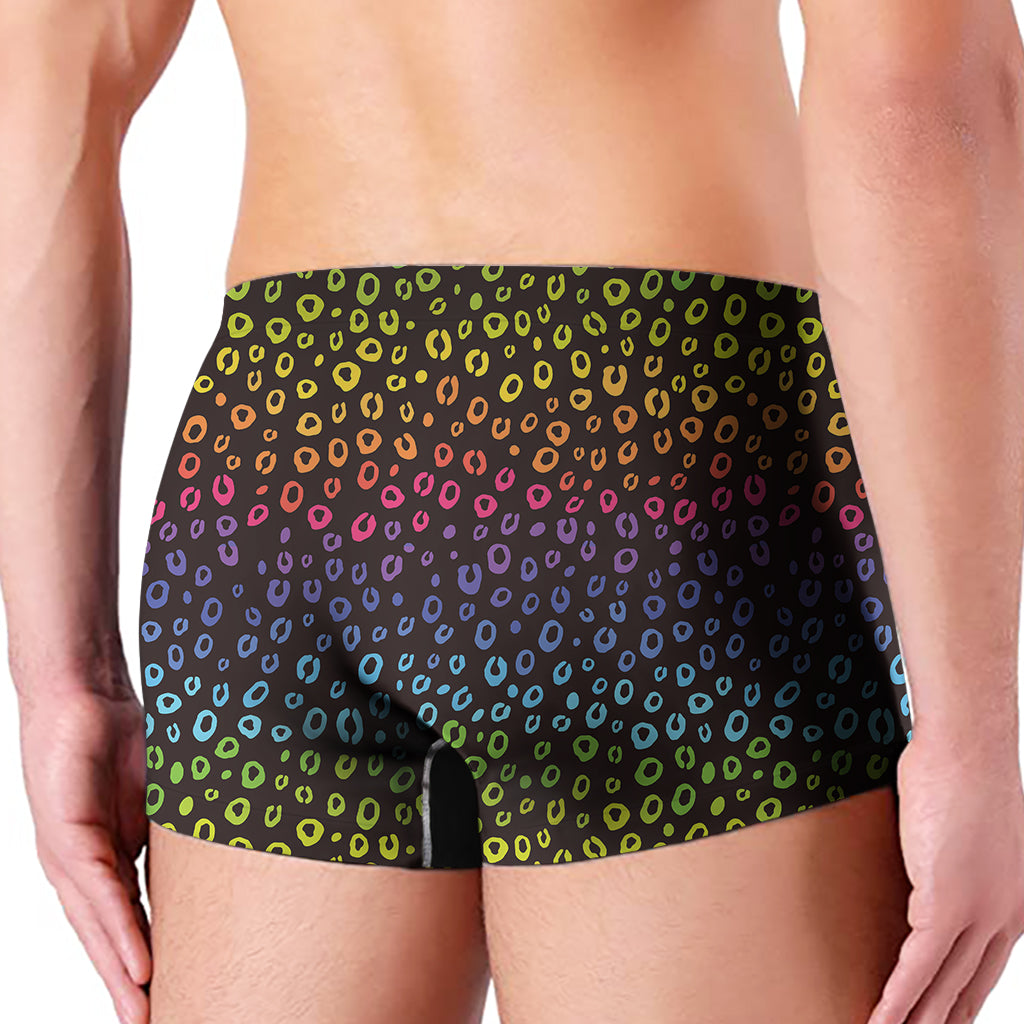 Rainbow Leopard Pattern Print Men's Boxer Briefs