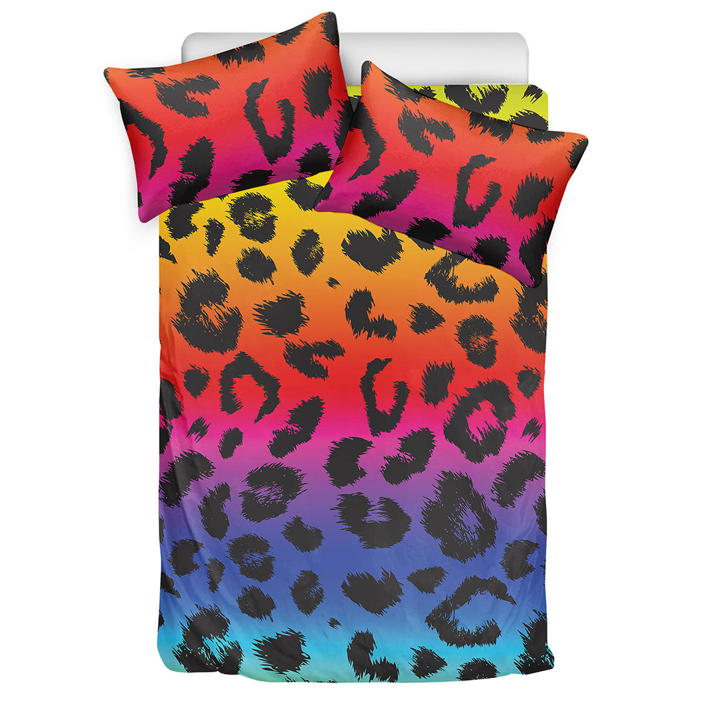 Rainbow Leopard Print Duvet Cover Bedding Set