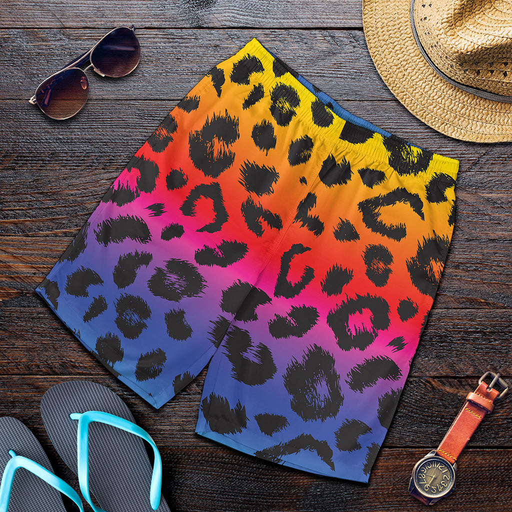 Rainbow Leopard Print Men's Shorts