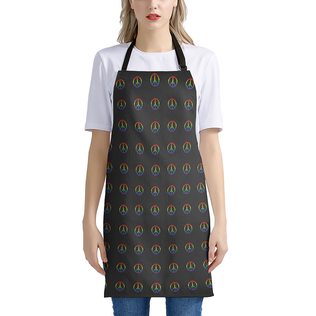 Rainbow LGBT Peace Sign Pattern Print Apron