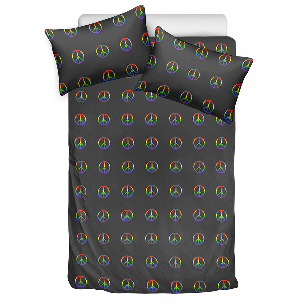 Rainbow LGBT Peace Sign Pattern Print Duvet Cover Bedding Set