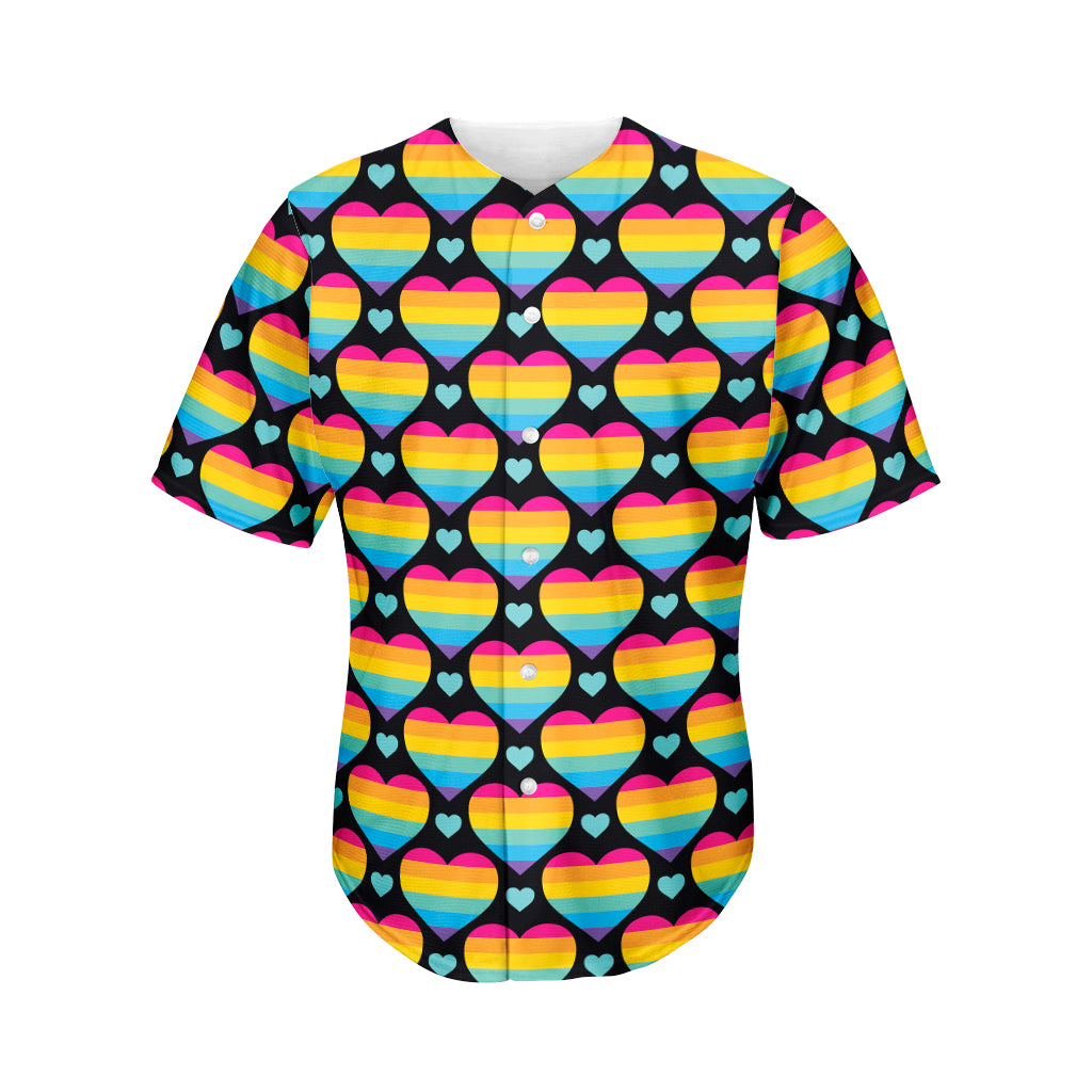 Rainbow LGBT Pride Heart Pattern Print Men's Baseball Jersey
