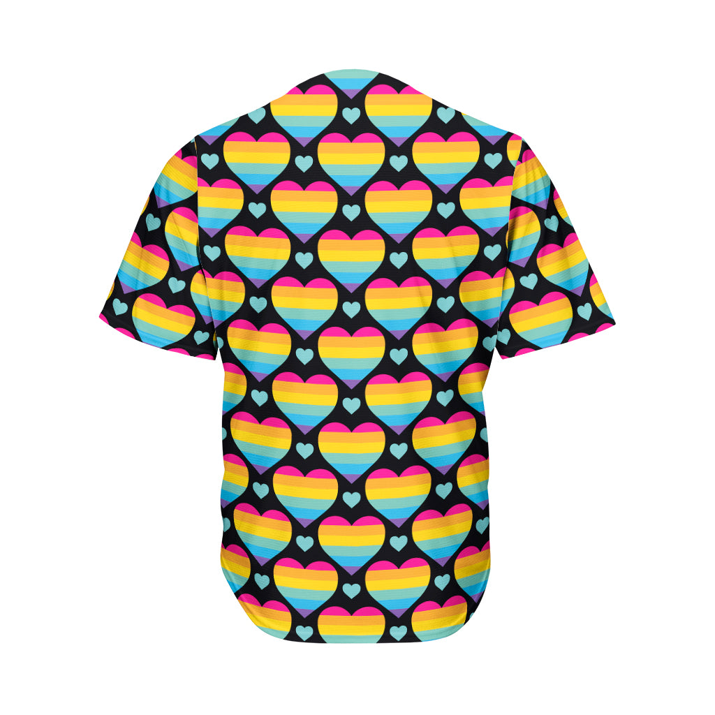 Rainbow LGBT Pride Heart Pattern Print Men's Baseball Jersey